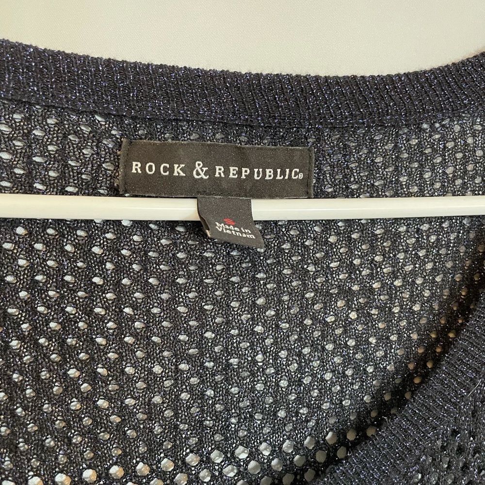 Rock & Republic Black Metallic Blue Knit Sweater S - Picture 6 of 9